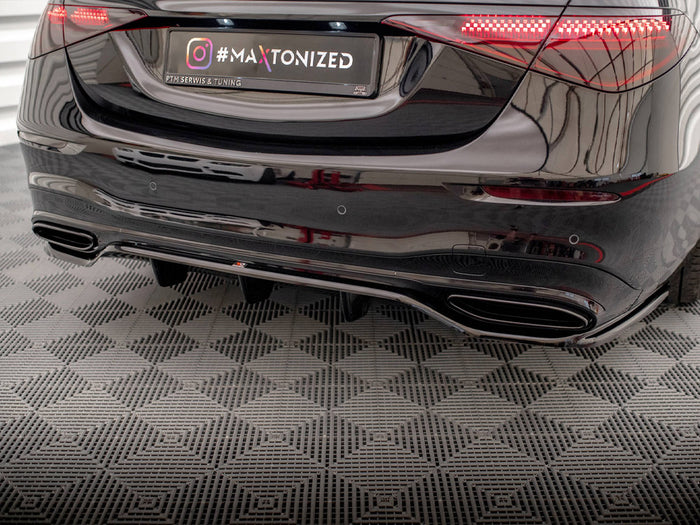 Mercedes S AMG-Line W223 Central Rear Splitter (Vertical Bars) - Maxton Design