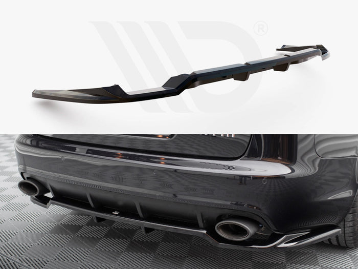 Audi RS6 Avant C6 Central Rear Splitter (Vertical Bars) - Maxton Design