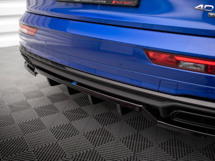 Audi Q5 S-Line SUV Mk2 Facelift Central Rear Splitter (Vertical Bars) - Maxton Design