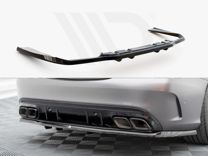 Mercedes-AMG C63 Sedan / Estate W205 Facelift Central Rear Splitter (Vertical Bars) - Maxton Design
