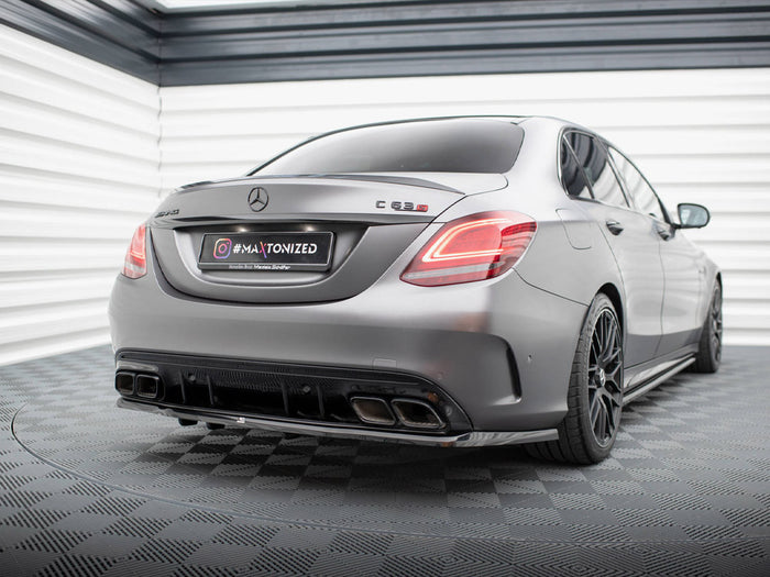 Mercedes-AMG C63 Sedan / Estate W205 Facelift Central Rear Splitter (Vertical Bars) - Maxton Design