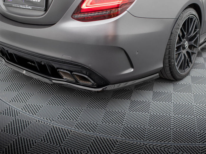 Mercedes-AMG C63 Sedan / Estate W205 Facelift Central Rear Splitter (Vertical Bars) - Maxton Design