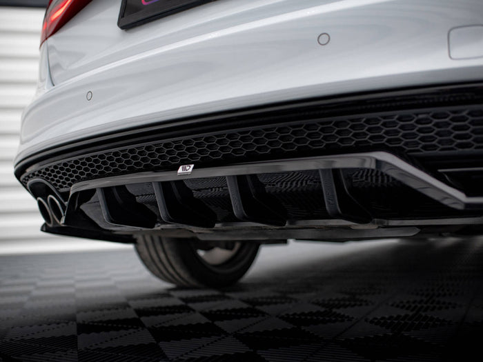 Audi A4 Competition B8 Facelift Central Rear Splitter (Vertical Bars) - Maxton Design