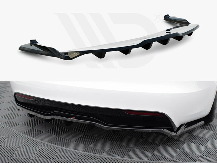 Tesla Model S Plaid Mk1 Facelift Central Rear Splitter (Vertical Bars) V.2 - Maxton Design