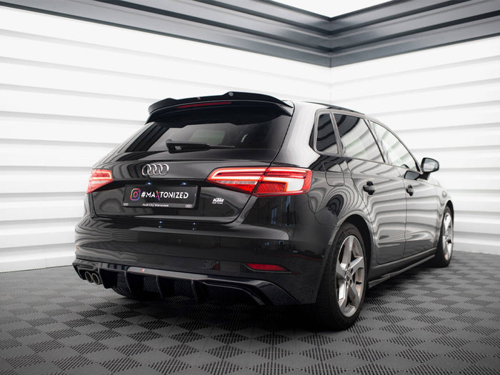 Audi A3 Sportback 8V Facelift (Version with double exhaust tip) Rear Valance - Maxton Design