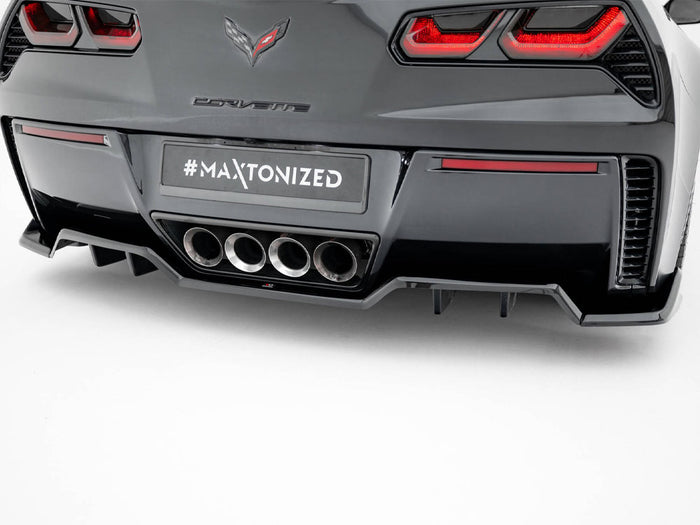 Chevrolet Corvette Z06 C7 Rear Splitter (Vertical Bars) + Rear Side Splitters - Maxton Design