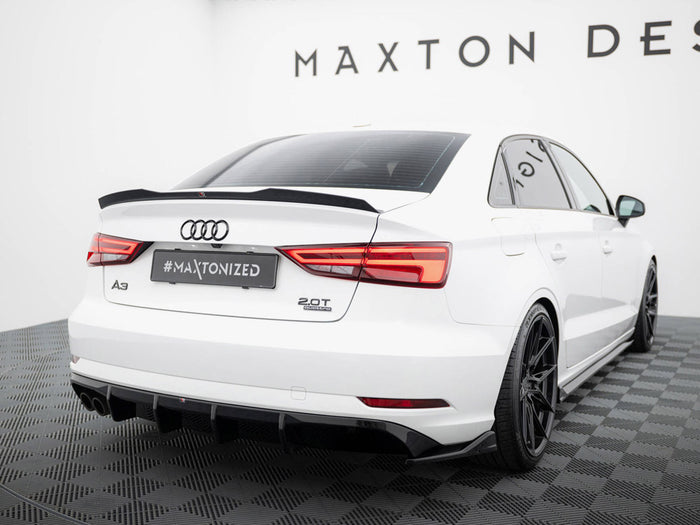 Audi A3 Sedan 8V Facelift (Version with dual exhaust tips on one side) Rear Valance - Maxton Design