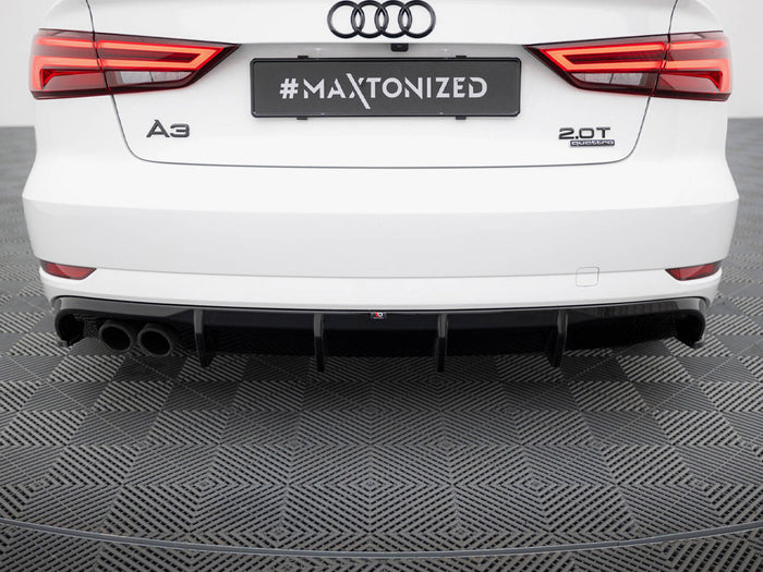 Audi A3 Sedan 8V Facelift (Version with dual exhaust tips on one side) Rear Valance - Maxton Design