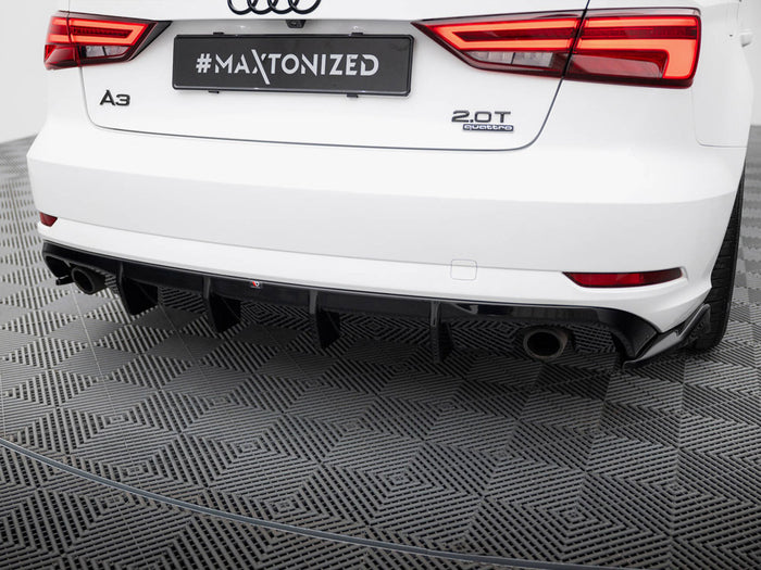 Audi A3 Sedan 8V Facelift (Version with single exhaust tips on both sides) Rear Valance - Maxton Design