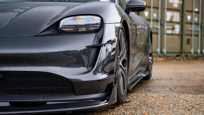 Porsche Taycan Pre Facelift Front Splitter and Aero Fins - TRC Performance Styling