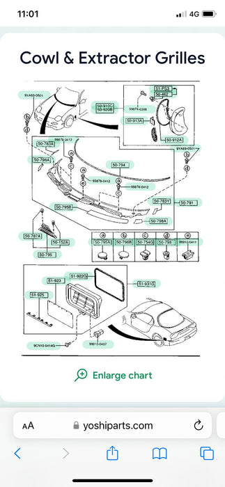 Mazda RX7 FD3S Front Wing Grill / Mesh (50-910B/C) - TRC Performance Styling