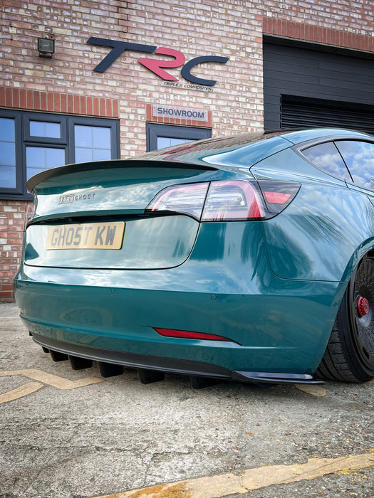 Dark Ghost - Tesla Model 3 Rear Finned Diffuser Panel - TRC Performance Styling