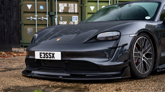 Porsche Taycan Pre Facelift Front Splitter and Aero Fins - TRC Performance Styling