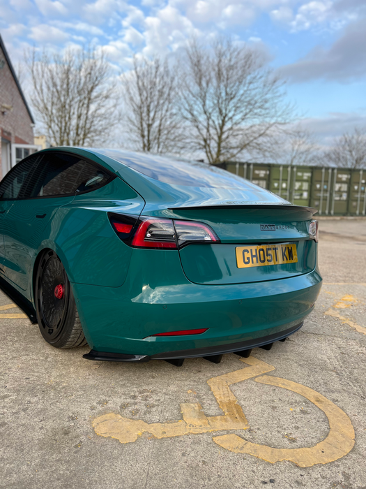 Dark Ghost - Tesla Model 3 Rear Finned Diffuser Panel - TRC Performance Styling