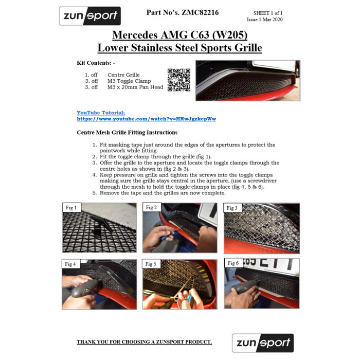 Mercedes Amg C63 (W205) - Front Grille Set - Zunsport