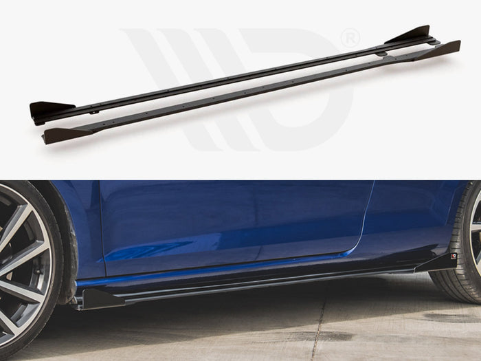 VW Golf 7 R / R-Line Facelift Maxton Racing Side Side Skirts Diffusers + Flaps - Maxton Design