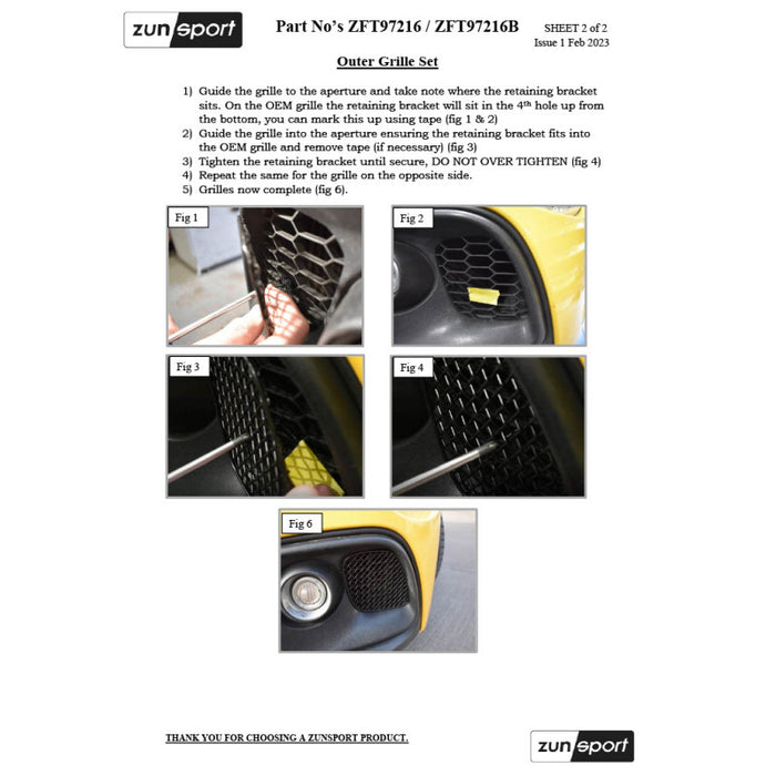 Fiat Abarth 595 Series 4 - Centre Grille Set - Zunsport