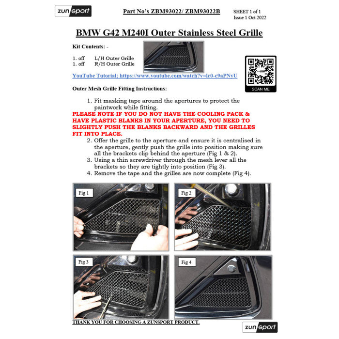 BMW G42 M240I - Front Grille Set - Zunsport