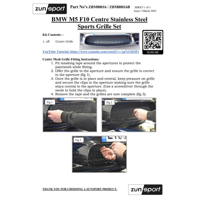 BMW M5 F10 - Centre Grille - Zunsport