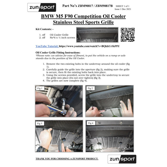 BMW M5 Competition F90 - Oil Cooler Grille - Zunsport