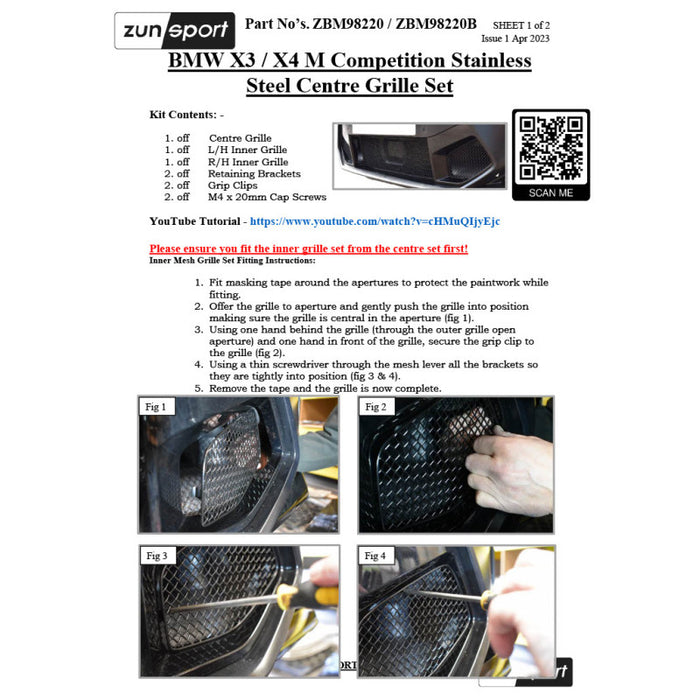 BMW X3 / X4 M Competition - Centre Grille Set - Zunsport