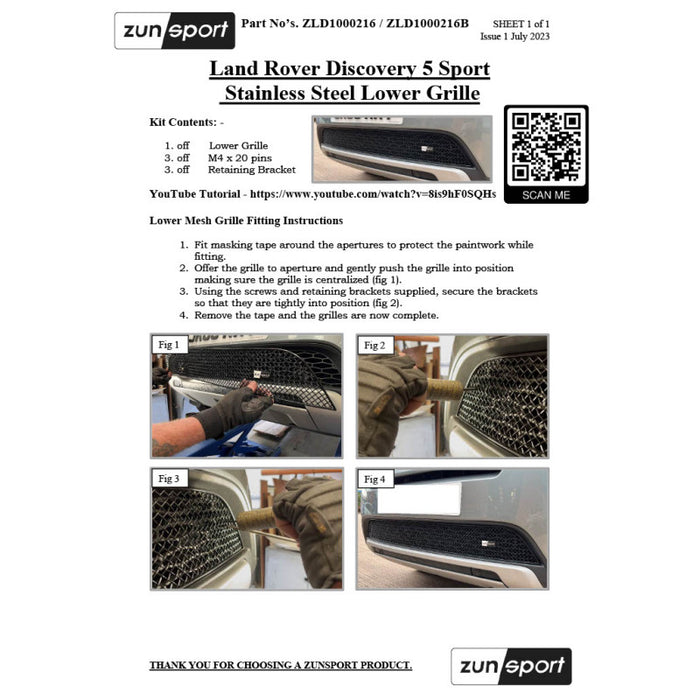 Land Rover Discovery Sport - Lower Grille - Zunsport