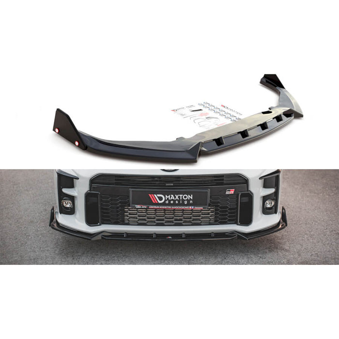 Toyota-Yaris-GR-Front-Splitter-V2-(+Flaps)-(Gloss Black)-Maxton-Design