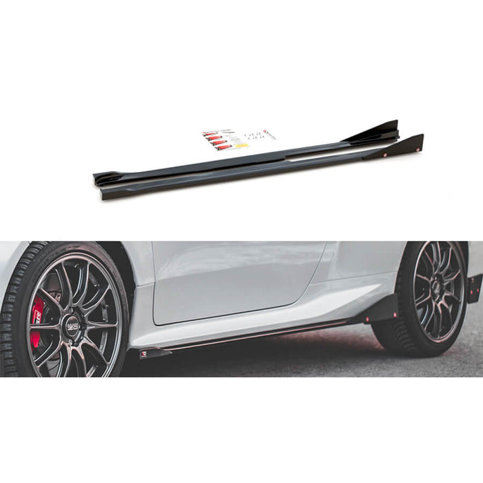 Toyota-Yaris-GR-Side-Skirt-Diffusers-(+Flaps)-(Gloss Black)-Maxton-Design