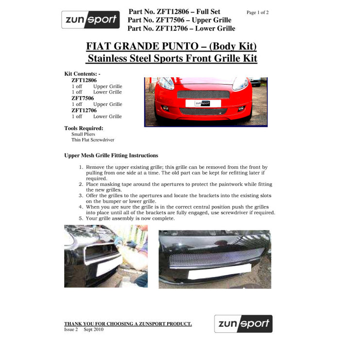 Grande Punto (Body Kit) -Full Grille Set - Zunsport