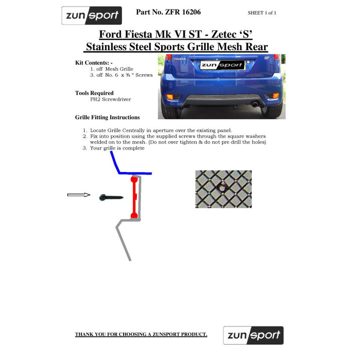 Ford Fiesta St Mk6 - Full Grille Set - Zunsport