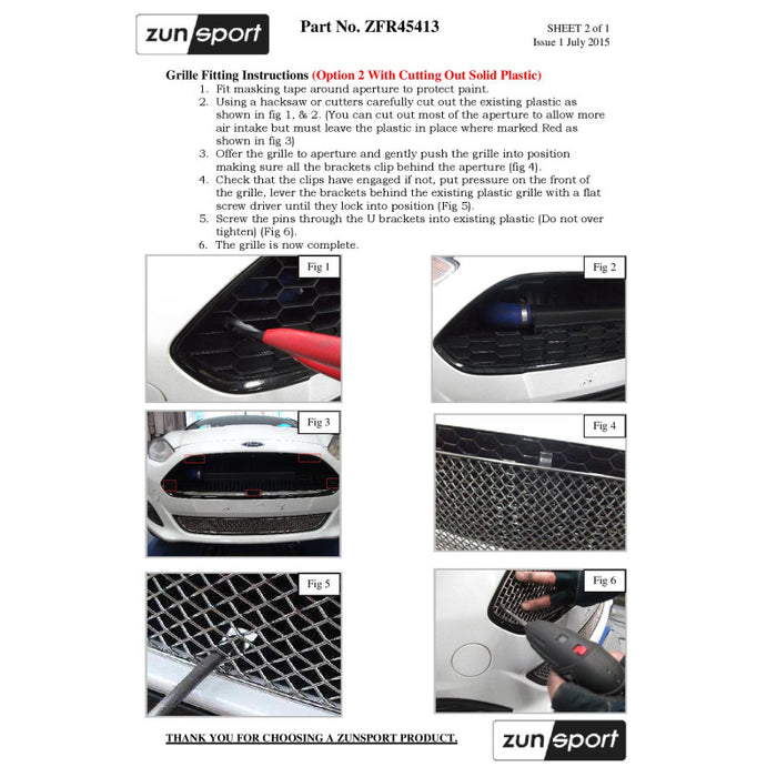 Ford Fiesta Zetec S - Upper Grille - Zunsport