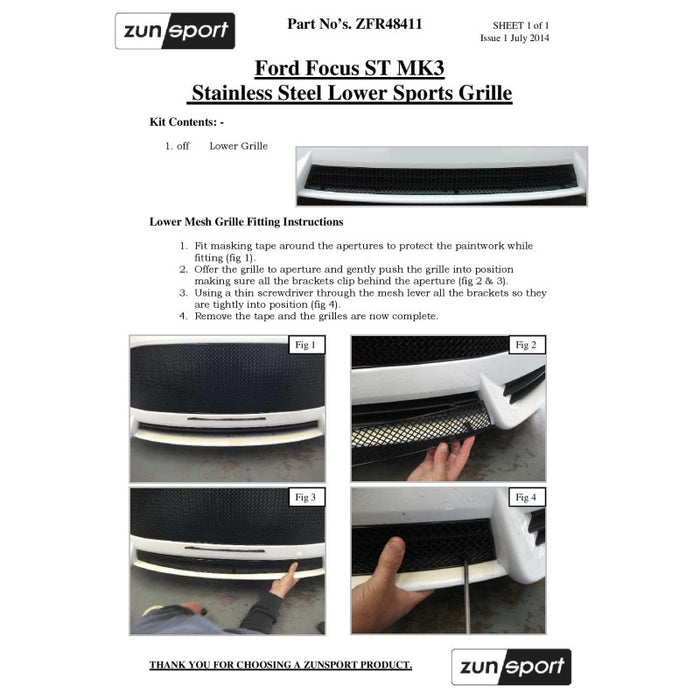 Ford Focus St Mk3 - Full Grille Set - Zunsport