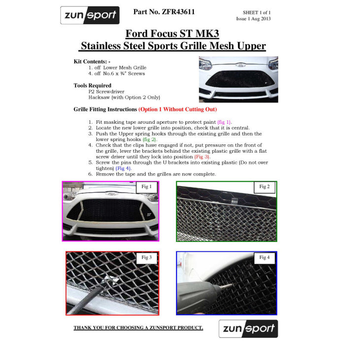 Ford Focus St Mk3 - Upper Grille - Zunsport