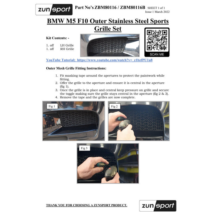 BMW M5 F10 - Outer Grille Set - Zunsport