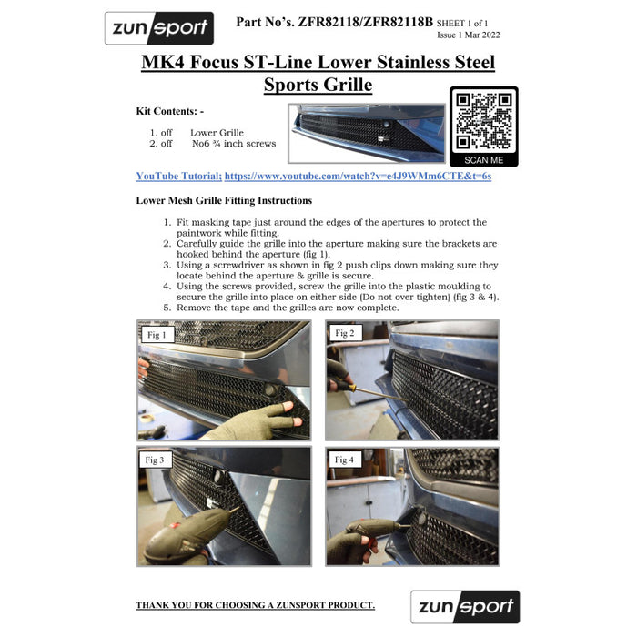 Ford Focus St-Line Mk4 - Front Grille Set - Zunsport