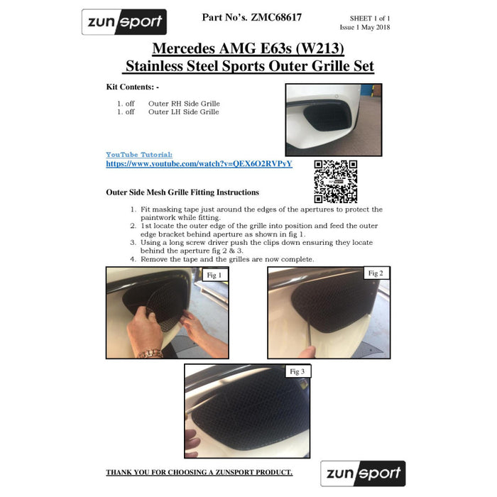 Mercedes Amg E63S (W213) - Outer Grille Set - Zunsport