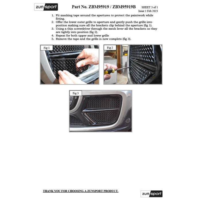 Mini Clubman Jcw - Outer Grille Set - Zunsport