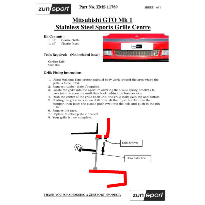 Mitsubishi Gto Mark 1 - Full Grille Set - Zunsport