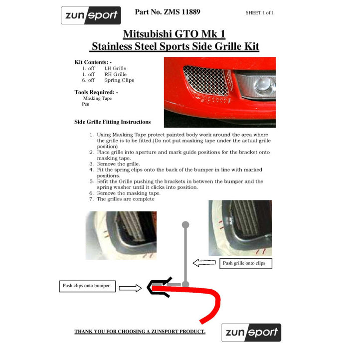 Mitsubishi Gto Mark 1 - Side Grille Set - Zunsport