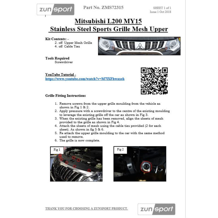 Mitsubishi L200 5Th Gen - Front Grille Set - Zunsport