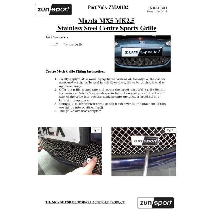 Mazda Mx5 Mk2.5 - Front Grille Set - Zunsport