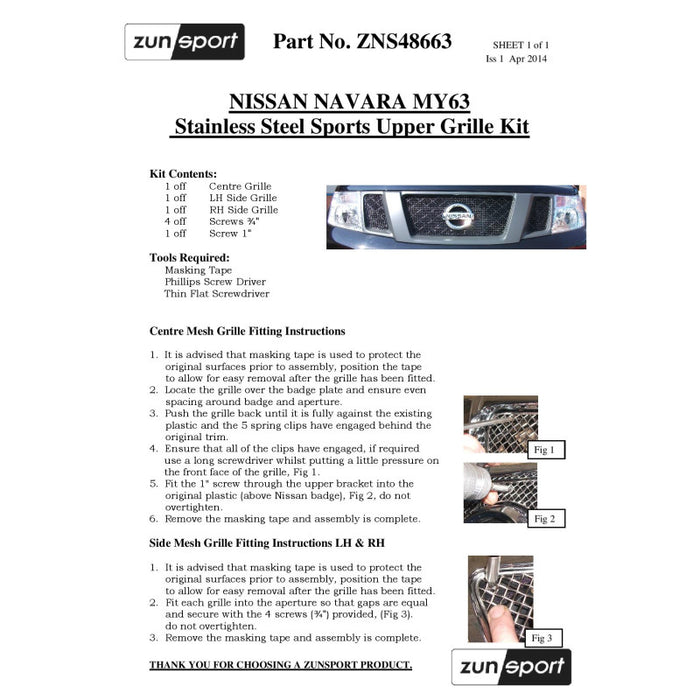 Nissan Navara - Front Grille Set - Zunsport