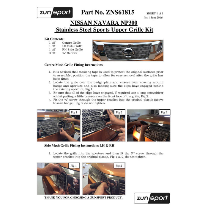 Nissan Navara Full Grille Set (Np300) - Zunsport