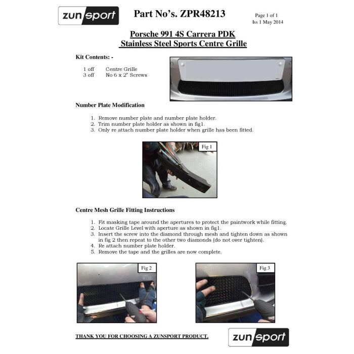 Porsche 991 Carrera C2S - Full Grille Set (With Parking Sensors) - Zunsport