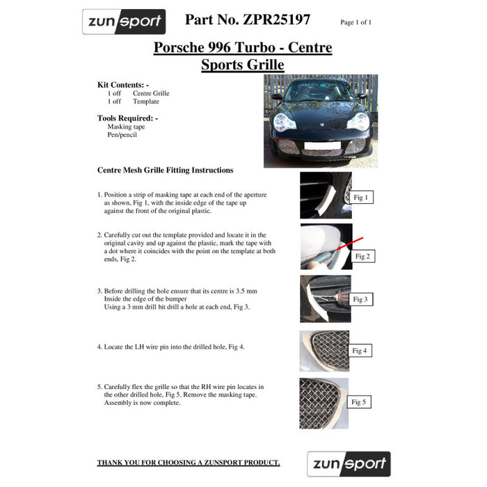 Porsche 996 Turbo + C4S - Front Grille Set - Zunsport