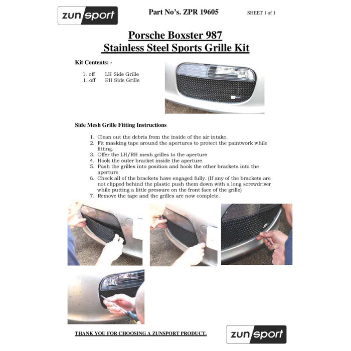 Porsche Boxster 987.1 Manual - Complete Grille Set - Zunsport