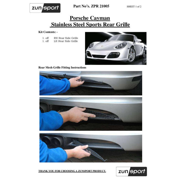 Porsche Cayman 987.1 - Rear Grille Set - Zunsport