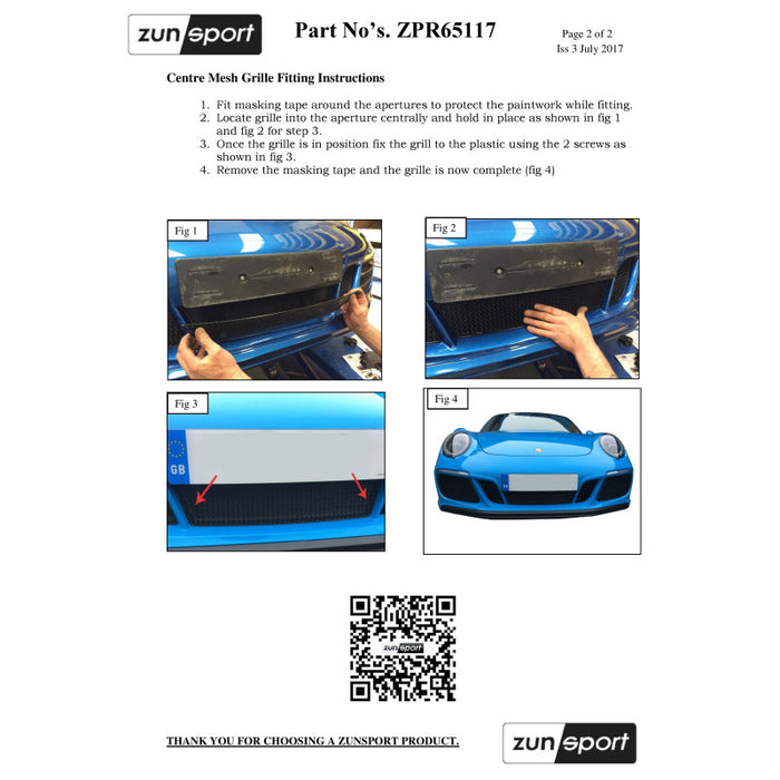 Porsche Carrera 991.2 Gts - Full Grille Set - Zunsport