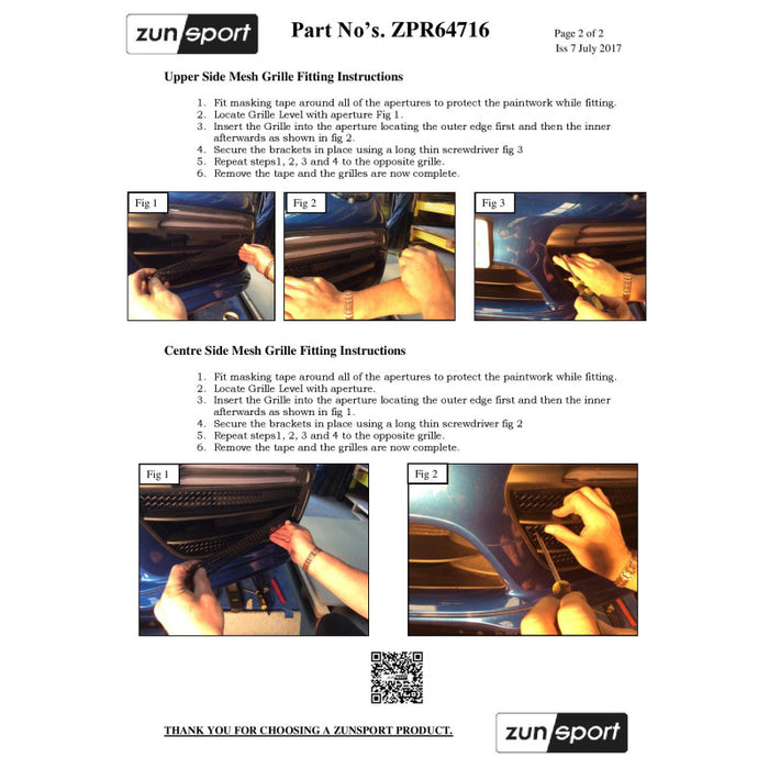 Porsche Carrera 991.2 Turbo And Turbo S - Outer Grille Set - Zunsport