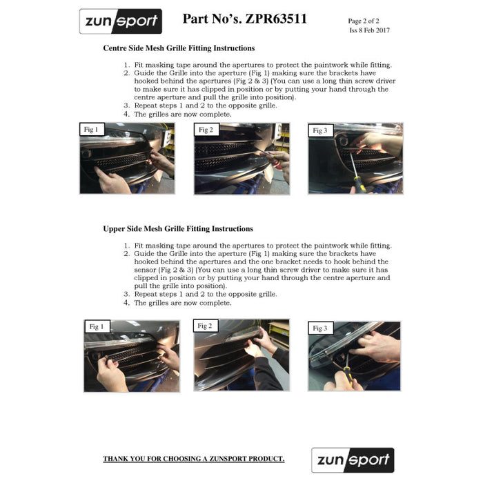 Porsche 991 Carrera C2S - Outer Grille Set (With Parking Sensors) - Zunsport
